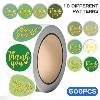 500 Sheets/Roll Thank You Adhesive Stickers for Notebooks, Water Cups, and Envelope Sealing