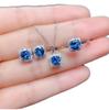 Simple Design 925 Sterling Silver Rhodium Plated Cut Natural London Topaz Minimalist Necklace/Earrings/Ring Set Party Gift CMA