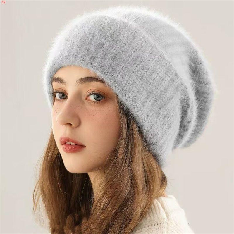 Fashion Women's Autumn and Winter Knitted Thickened Warm Thickened Women's Hat Big Head Circumference Ear Protection Plush Hat