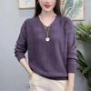 Mote Vestlig Stil V-hals Hul Tynn Temperament Bluse Genser Allsidig Langermet Høst