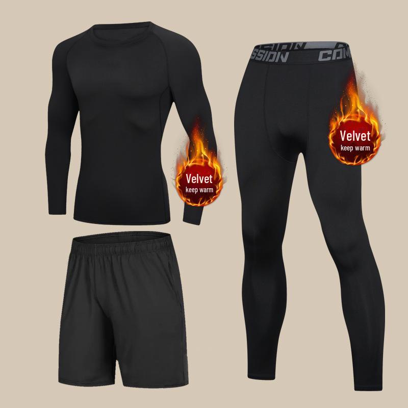 Pánský termoprádlový oblek z německého sametu - Zimní sporty odolné proti chladu, Zesílené běžecké legíny a kalhoty.