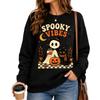 Women's fashionable casual long-sleeved Halloween printed round-neck top