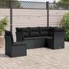Vidaxl 5-Cz. Garden Lounge Set, Cushions, Black PE Rattan