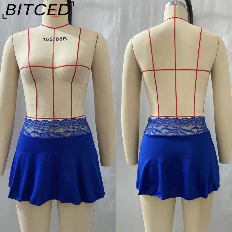 BITCED Women's Fashion Casual Solid Color Print Summer Spring Skirt