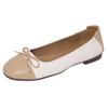 Fashion Round Toe Shallow Mouth Spliced Bow Slip-on Soft Non-Slip Wear-Resistant Square Heel Single Shoes