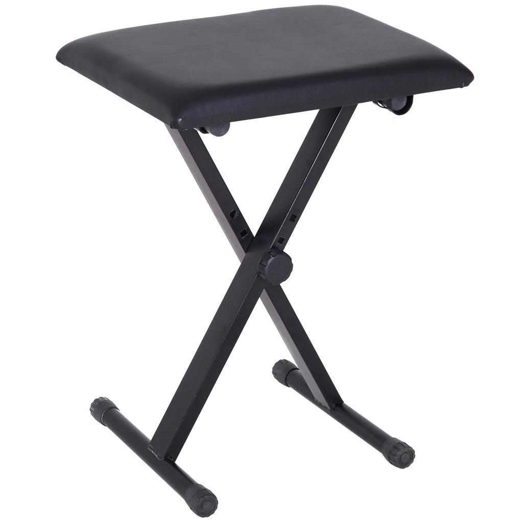 Foldable Keyboard Stool Padded Seat X Frame Chair Adjustable Height Piano Bench Black