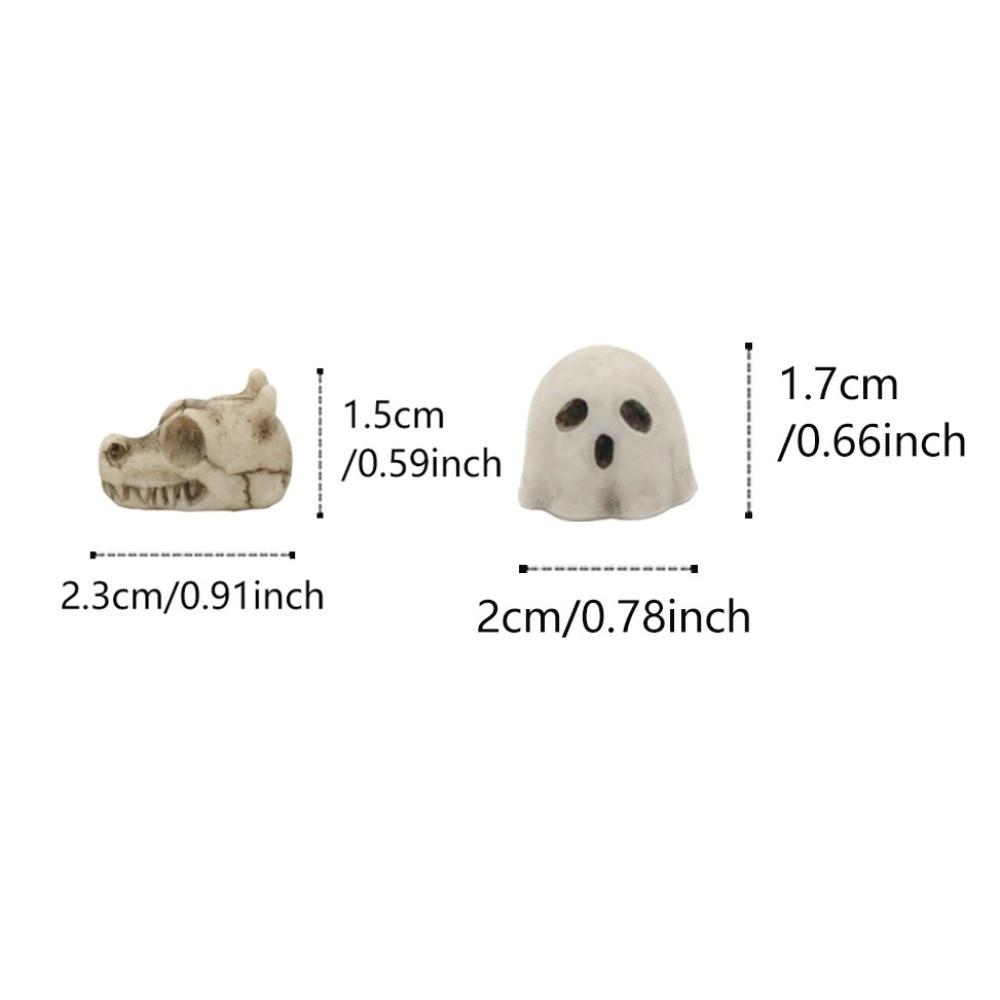 Resin Halloween Ghost Decoration Mini Creative Joy Garden Ghost Ornament Cute White Skull Statue Decorations
