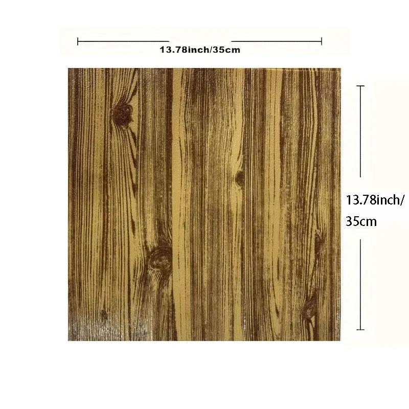 10 PCS 35*35cm Wood Grain Wall Stickers Self-adhesive Background Wall Decoration DIY Wallpaper 3D Waterproof Living Room Kitchen