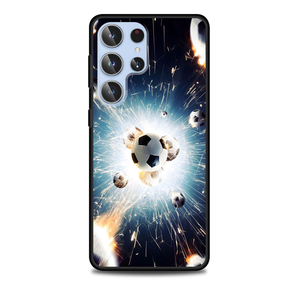 Football Sport Soccer Case for Samsung Galaxy S23 S21 S20 FE S24 S22 Ultra S10 S10e S9 Plus Soft Black TPU Phone Cover Bumper
