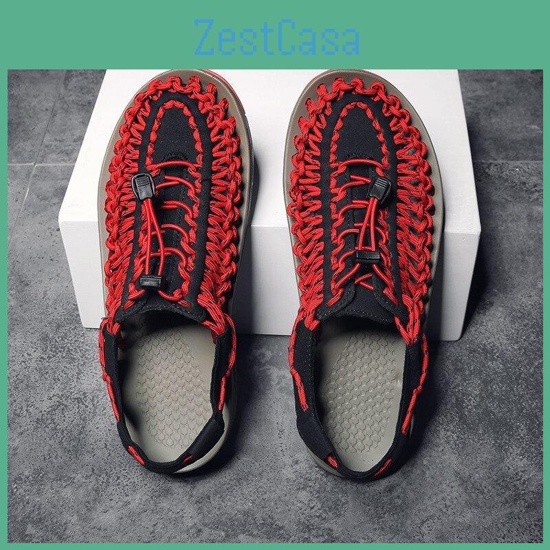 Breathable Sandals Men Braided Retro Climbing Wading Shoes Roman Vacation Beach Shoes Elastic Band Summer Sandals Men S Sneakers