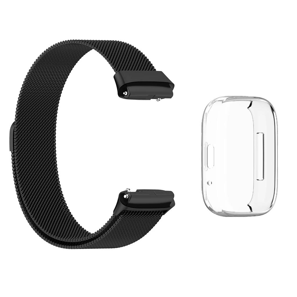 Strap For Xiaomi Redmi Watch 3 Active/3 Lite With TPU Soft Case Screen Protector Replacement Metal Milanese Magnetic Watchband