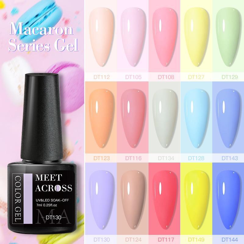 MEET ACROSS 7ML Grün Rot Gelb Neon Gel Nagellack Sommer Leuchtend Orange Bunte Maniküre UV LED Soak Off Nail Art Gel Lacke