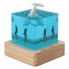 Handcrafted White Whale Night Light Diver Deep Sea Night Lamp with USB Oak Stand RGB Bedside Table