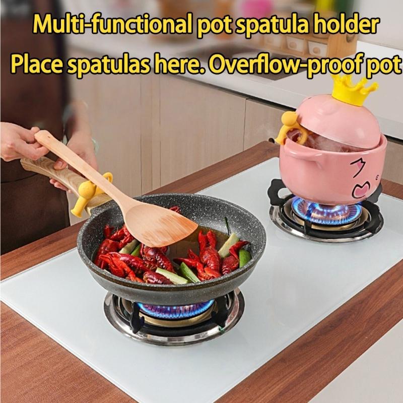 Cartoon Cats Themed Silicone Utensils Rest Heat Resistant Nonslip Cooking Tool Spoon Holder For Countertops Organization