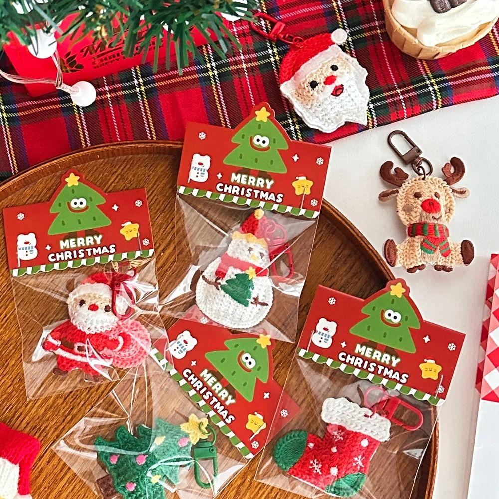 Weave Cartoon Santa Claus Keychain Christmas Tree Christmas Plush Toy  Backpack Decor
