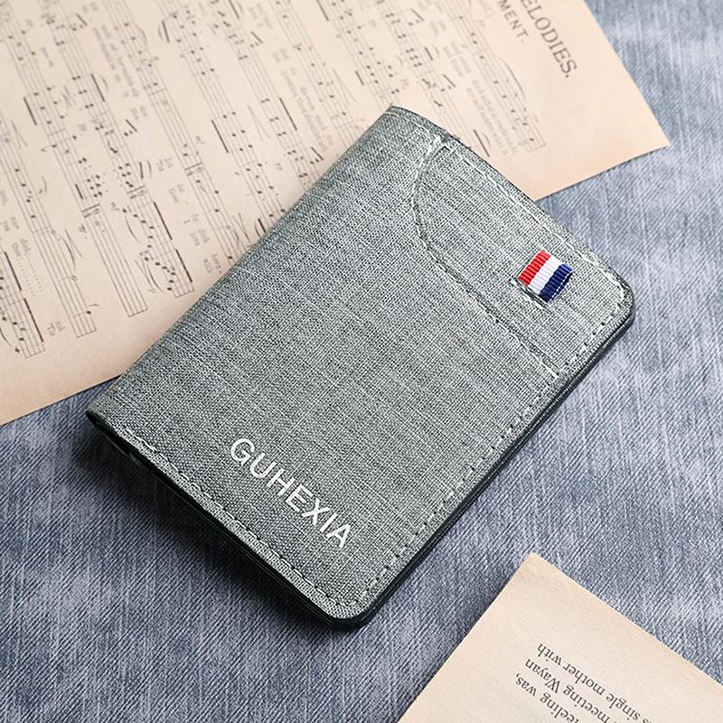 

1Pc Canvas Ultra-thin Short Mini Minimalist Men s Wallet Men Purse Leather Short Card Wallet Mountaineering Bag Christmas Gifts