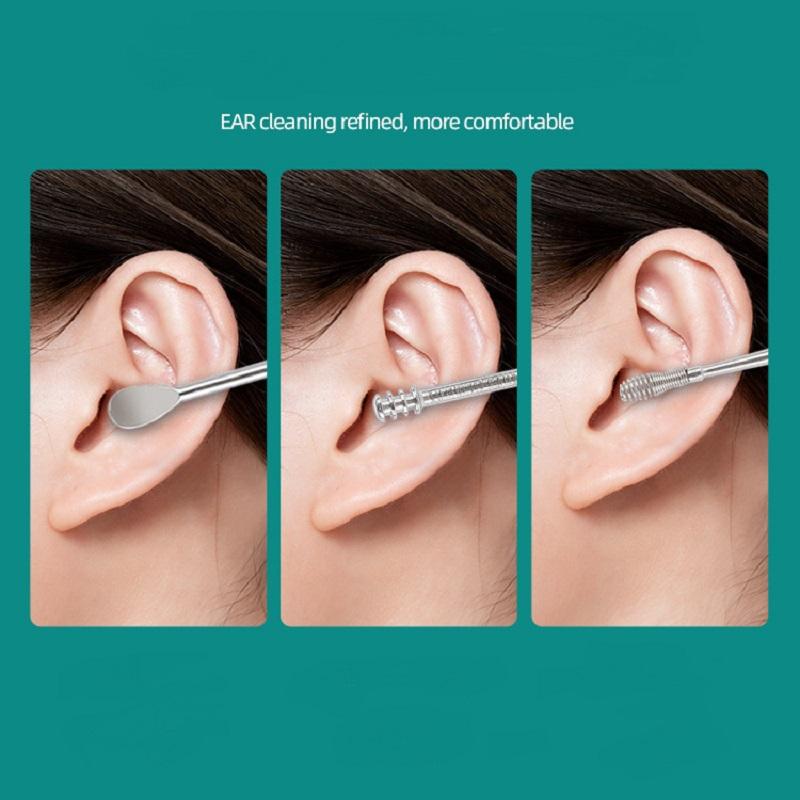 Ear Cleaner Ear Wax Pickers Stainless Steel Earpick Wax Remover Piercing Kit Earwax Curette Spoon Care Ear Clean Tools