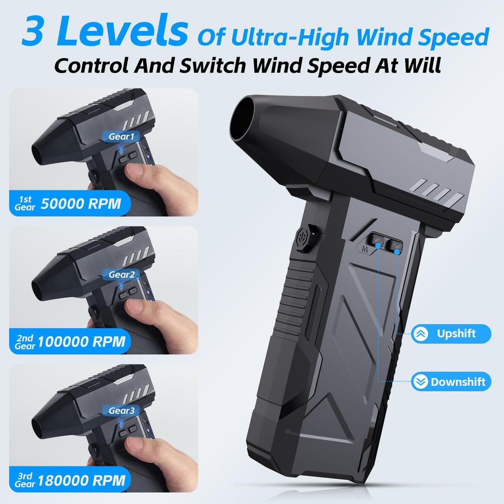 High-Speed 130000 RPM Handheld Turbo Fan Blower Portable Dust Blower and Vacuum Cleaner for Efficient Dust Removal