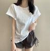 Women's Round Neck Flying Sleeve T-Shirt Loose Letter Printed Pullover Casual Korean Style Short Sleeve Top