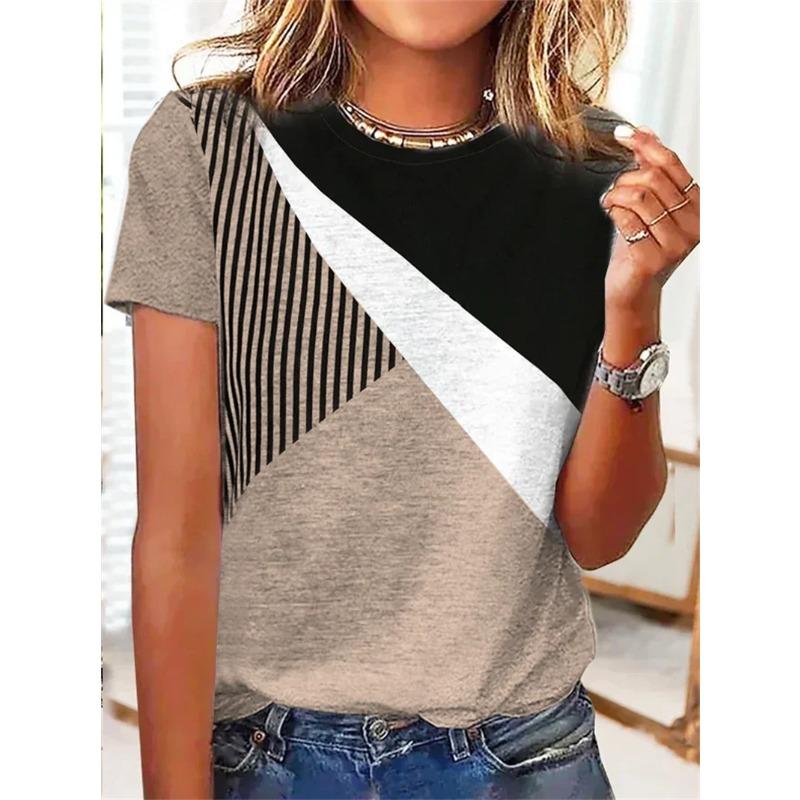 BITCED Kadın Moda Günlük Kısa Kollu O Yaka Bluz ve Gömlekler