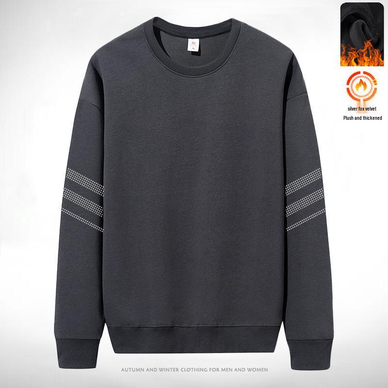 Men s Trendy Plus Size Thickened Velvet Hoodie - Long Sleeve Round Neck Pullover M (recommended 40-50kg)