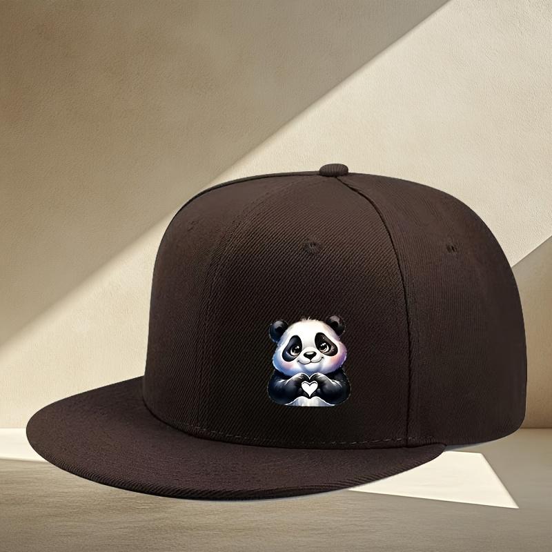 Cute Panda Heart Graphic Print Baseball Cap Polyester Fashion Casual Snapback Hat Unisex
