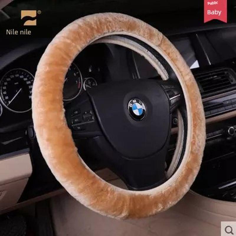 

Nile Winter New Arrival Pure Wool Sheepskin Neutral Car Steering Wheel Cover Fur Integrated Wool Plush Handle Cover Brown
