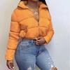 New Arrival Women's Solid Color Stand Collar Padded Cotton Jacket - Long Sleeve Cardigan for Autumn/Winter