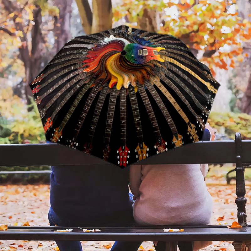 1PC electric guitar Umbrella Portable Folding Umbrella Iron Frame Hole Bone Structure Outdoor Home Umbrella A14