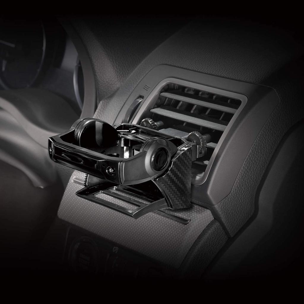 Carmate DZ549 Araç İçecek Tutucu, Dahili Amortisörlü, Katlanabilir, Klima Montajlı, Karbon Stil