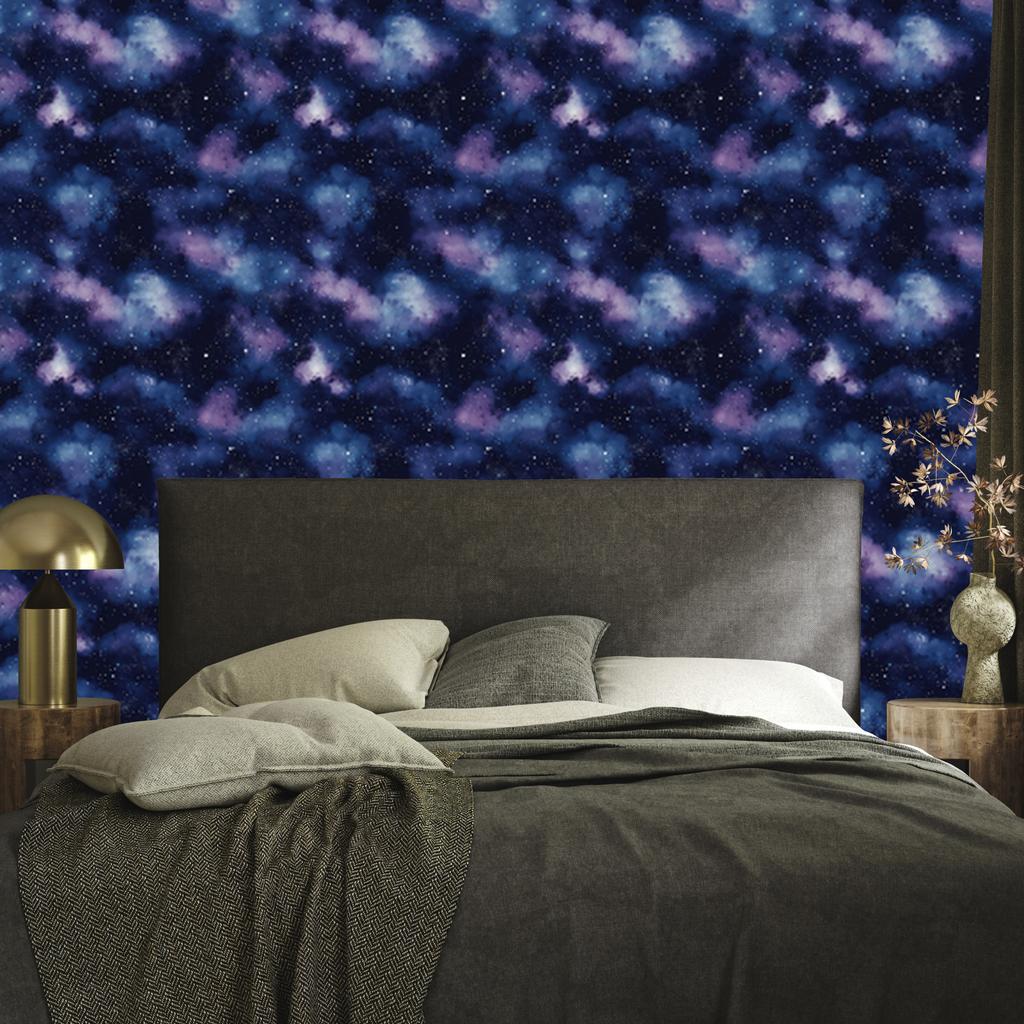 Watercolor Galaxy Wallpaper Navy Blue, Bottom Navy Blue 50x1000