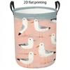 1pc Laundry Basket, Coastal Seagull Print Dirty Clothes Hamper, Collapsible Fabric Organizer with Sturdy Handles, Casual Beach Style Storage Bin for H