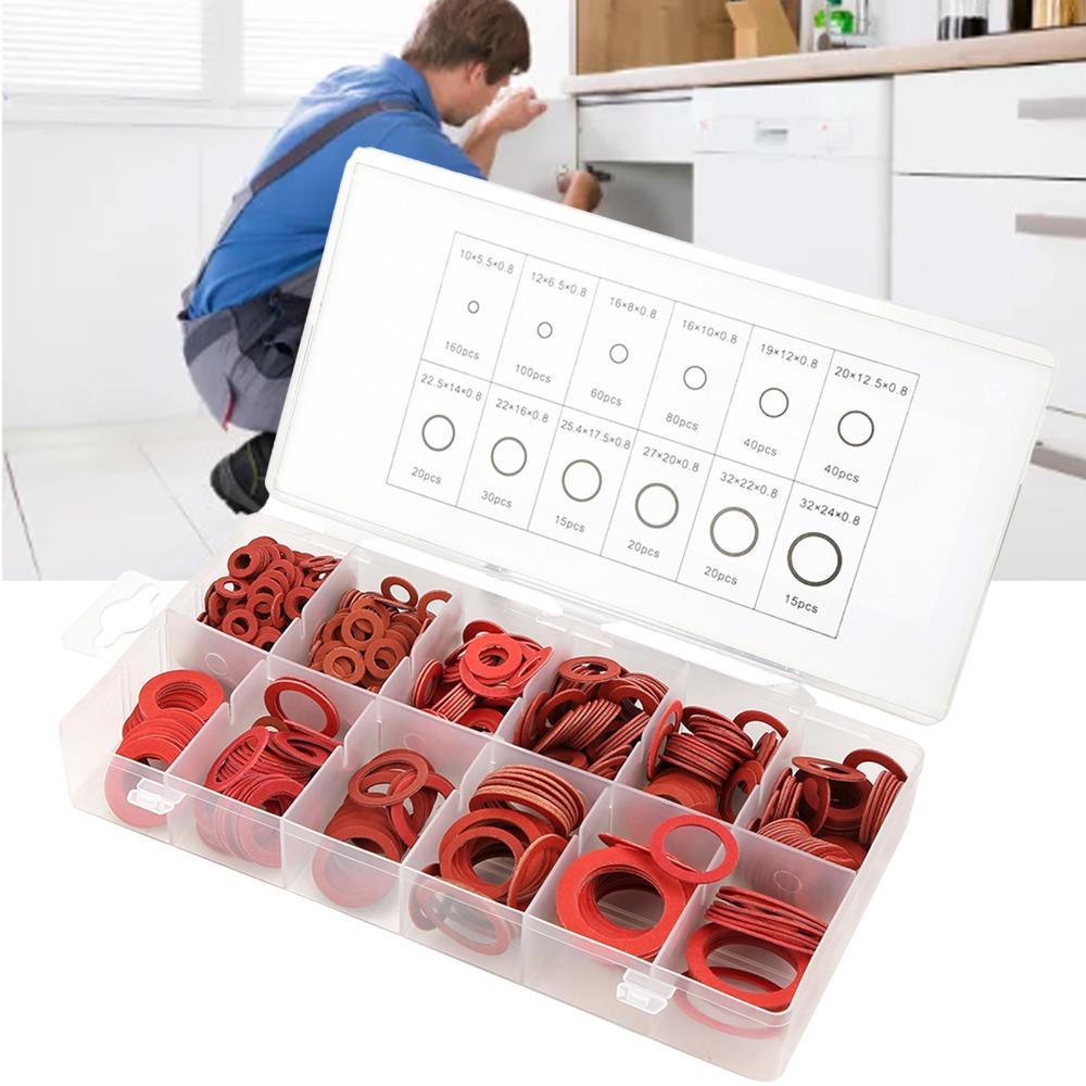 600 PCS 12 Different Sizes Fiber Flat Washers Kit With Plastic Storage Box Vulcanized Fiber Gasket Insulation Washer Assortment