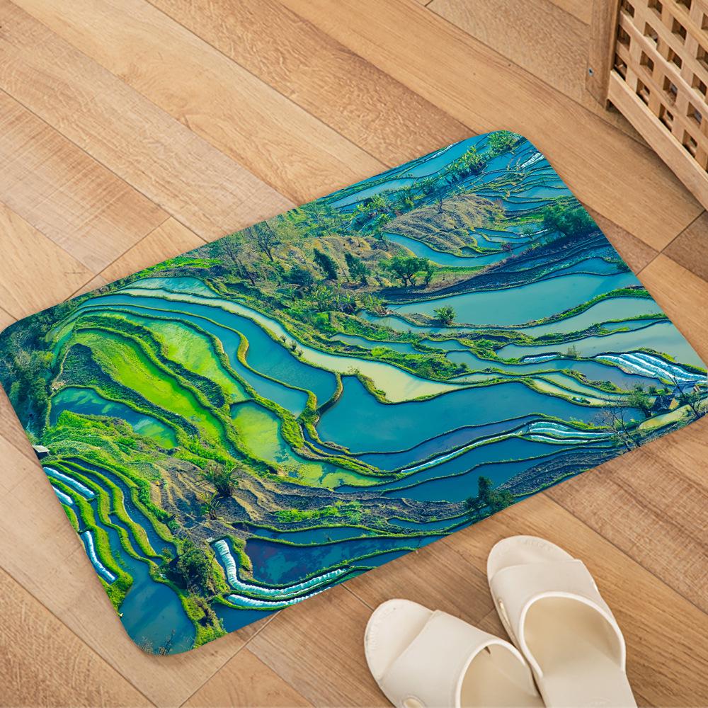 Terraced Landscape Water-Absorbent Non-Slip Kitchen Rug