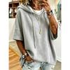 Women Solid Drawstring Hoodie, All-match Sports Pullover Top for Autumn Winter