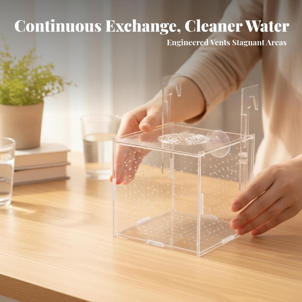 Aquarium Accessory Transparent Separation Box with Suction Cups Compact