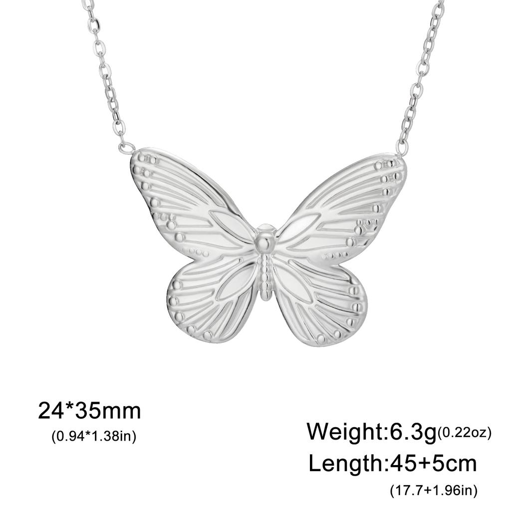 Teamer Delicate Sweet Butterfly Pendant Necklace for Women Girls Stainless Steel Fashion Choker Jewelry Valentine's Day Gift