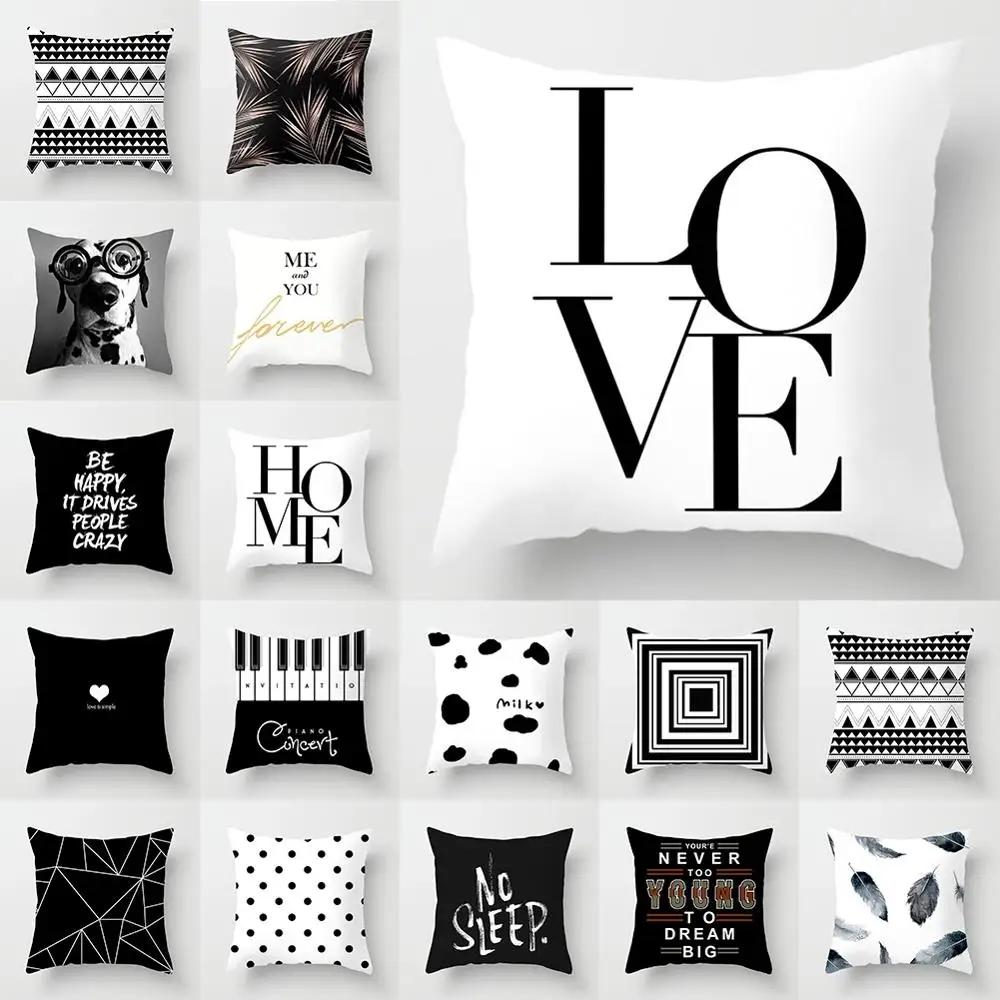 xcmNew Fashion Decorative Pillowcase BlackWhite Geometric Throw Cover Pillow Case Cushion For Living Room Square Home Decor