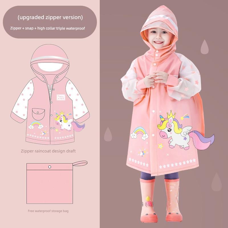 Children's Raincoat for Boys and Girls, Transparent Rain Poncho for Toddlers and Kindergarten Kids, Dinosaur Raincoat, Rain Gear