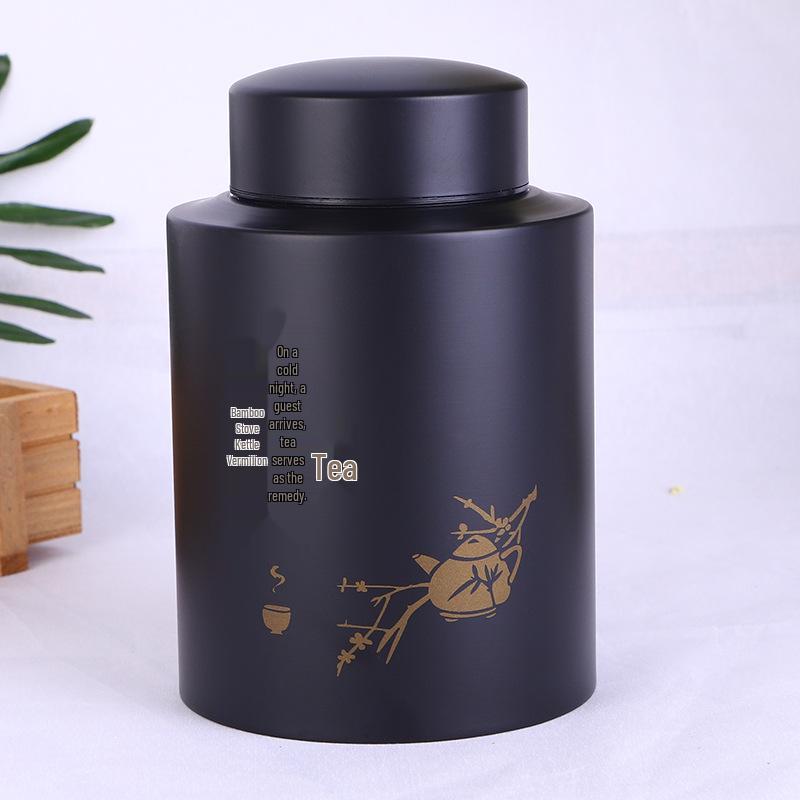 Engraved Stainless Steel Tea Storage Jar for Black, Green, and Flower Tea - Sealed Gift Packaging