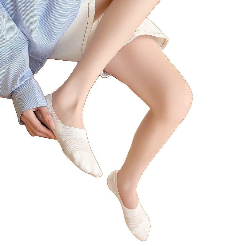 Solid Color Basic Vertical Strip Silicone Non-Slip Invisible Socks College Style Cotton Socks Versatile Comfortable Socks Thin