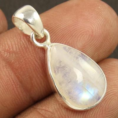 Moonstone Pendant, Solid 925 Sterling Silver Pear Gemstone Pendant Jewelry,Reiki Pendant Necklace, Gift Idea, Simple Pendant
