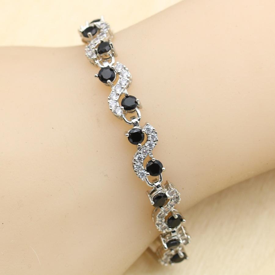 Black Blue White Zirconia Dubai Bracelet For Women Wedding Jewelry Birthday Gift