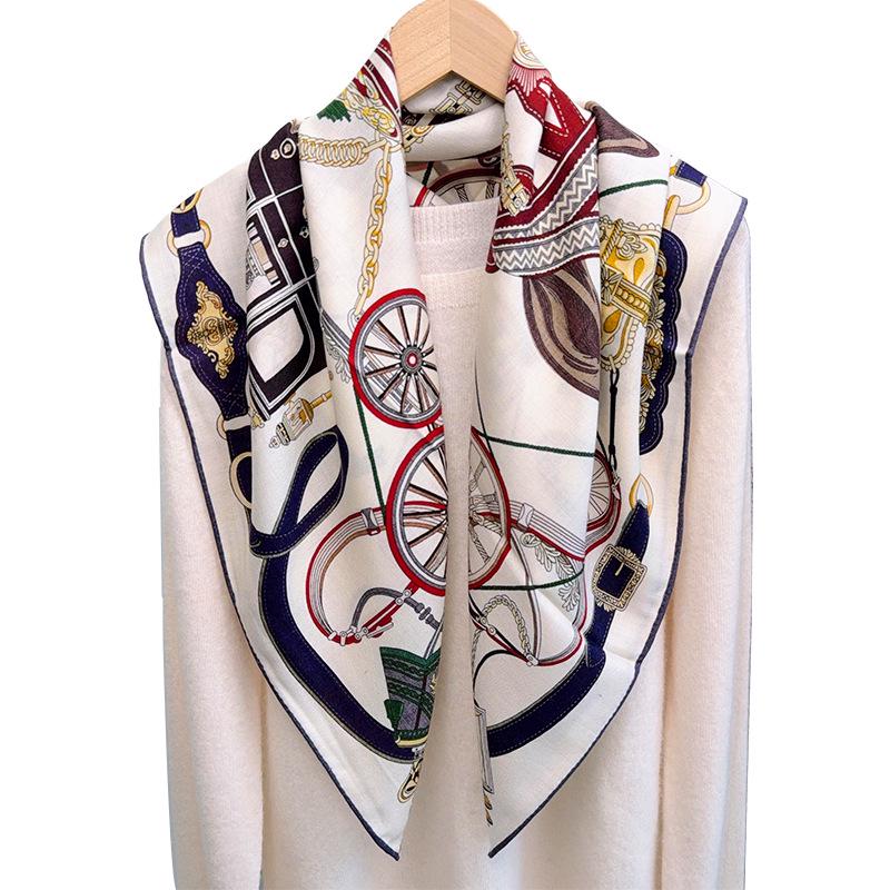 Reversible Mulberry Silk Scarf: Hand-Rolled Edge, Double-Sided Print for Autumn & Winter