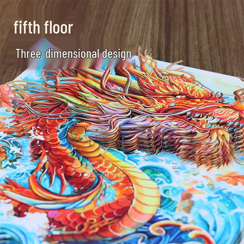 Zhi Xiang Zao Wu Dragon & Phoenix 3D Paper Carving Frame Art - DIY Chinese Style Decorative Ornament