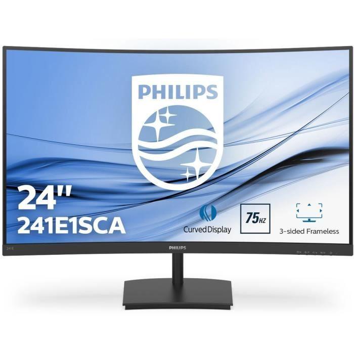Ecran PC Incurvé - PHILIPS 241E1SCA - 24" FHD - Dalle VA - 4ms - 75Hz VGA / HDMI - FreeSync
