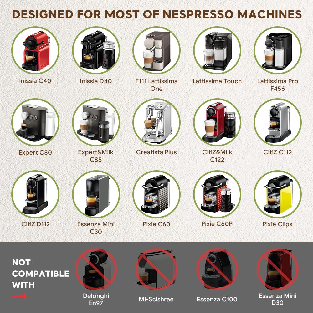 Per Capsule da Caffè Riutilizzabili Nespresso Acciaio Inossidabile Crema Espresso Filtri Ricaricabili Pod Adatti a Macchine Inissia Pixie Essenza Mini