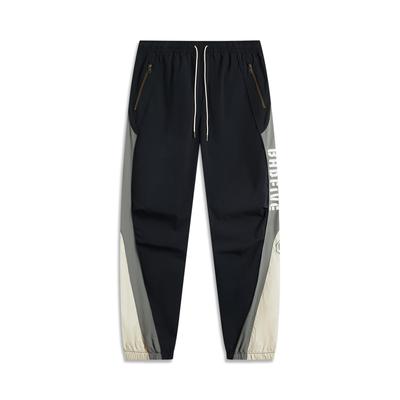 Li Ning Basketbal Serie Casual Minimalistisch Kleurblok Jogger Gebreide Sportbroek Heren onderstukken Zwart AYKV073-1