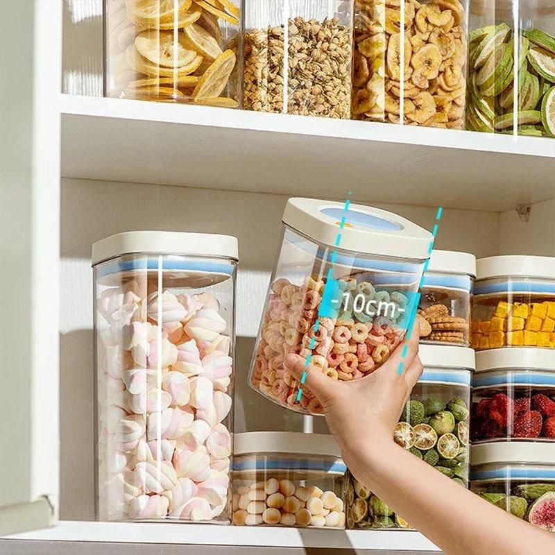 Próżniowe pudełko do przechowywania żywności, plastikowe, szczelne, zachowujące świeżość, ziarna kawy, przezroczysty pojemnik do przechowywania, kuchenne słoiki do przechowywania
