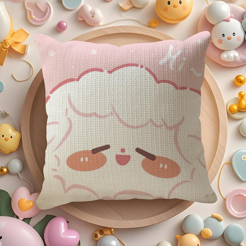 Cute Animals Cushion Cover DoubleSided Printed Organic Linen Pillow Cover Decorative for Sofa Home